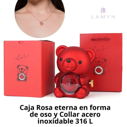 REGALO SORPRESA OSITO JOYERO + COLLAR CORAZON